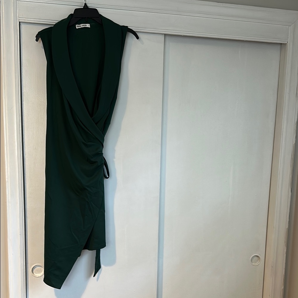 Grace Karin Green Asymmetrical Sheath Dress with Cowl Neck